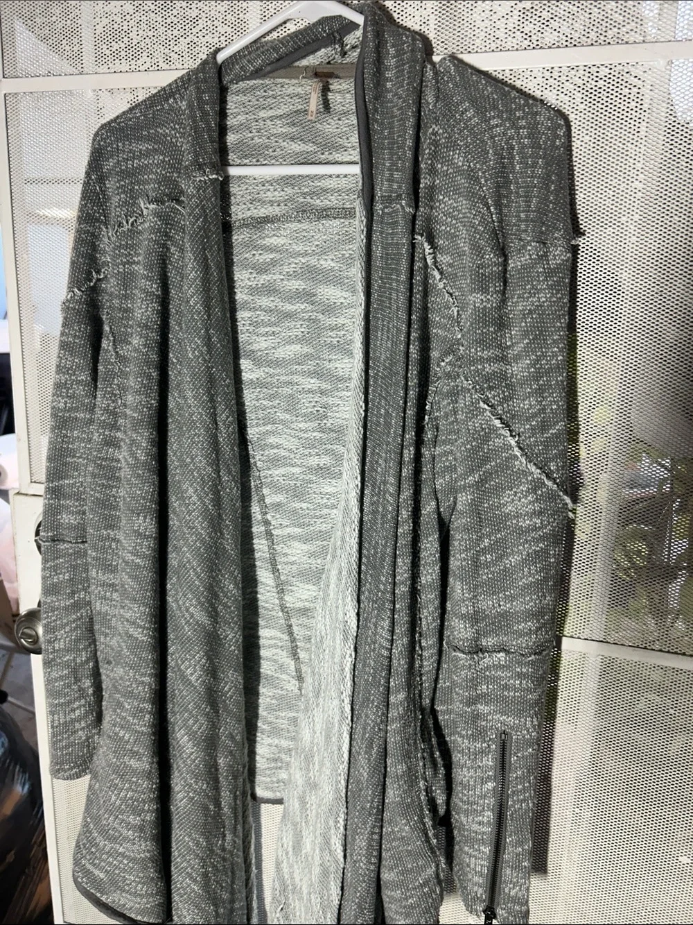 Free People Gray Marled Knit Sweater with Metallic Thread